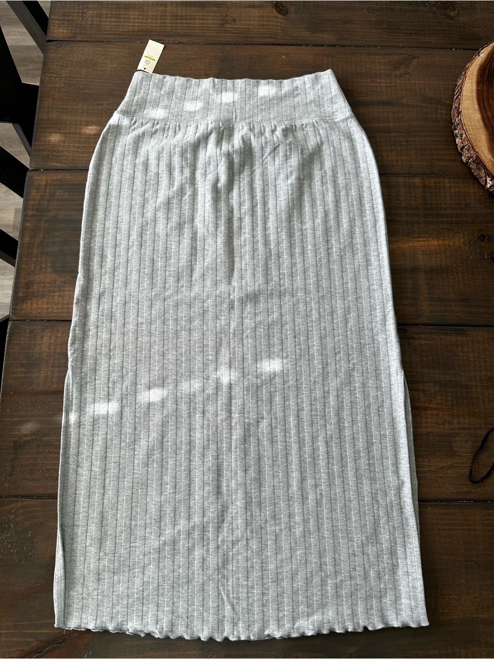 Offline by Aerie Ribbed Knit Midi Skirt - Light Gray